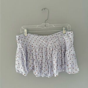 Free People blue and brown polka dot skort.
